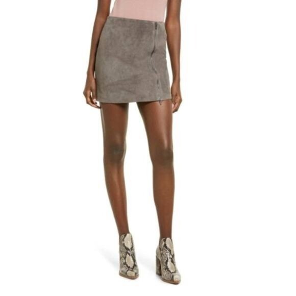 NWT Blank NYC 100% Leather/Suede Mini Skirt in Charcoal Gray Size 25 - Picture 1 of 8